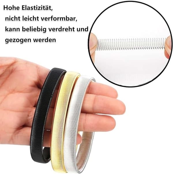 Ærmer - 3 par - Elastiske metalærmer - Klassisk stil - Sort/Guld/Sølv