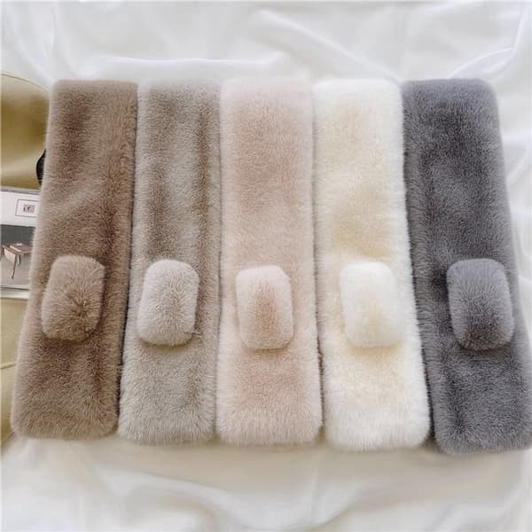 Solid fleece skjerf, vinter crossover nakkeskjerf - 80*12 cm, beige