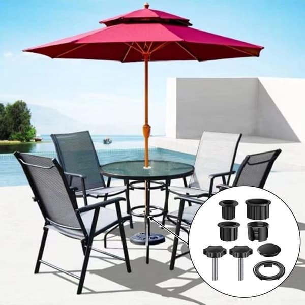 Reservedele til parasolfødder, parasoltilbehør, til terrassebord, balkon, baghave (8 stk., sort)