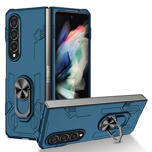 Samsung Galaxy Z Fold 4 mobilskal, vikbart stativ skyddande fodral, kungsblå
