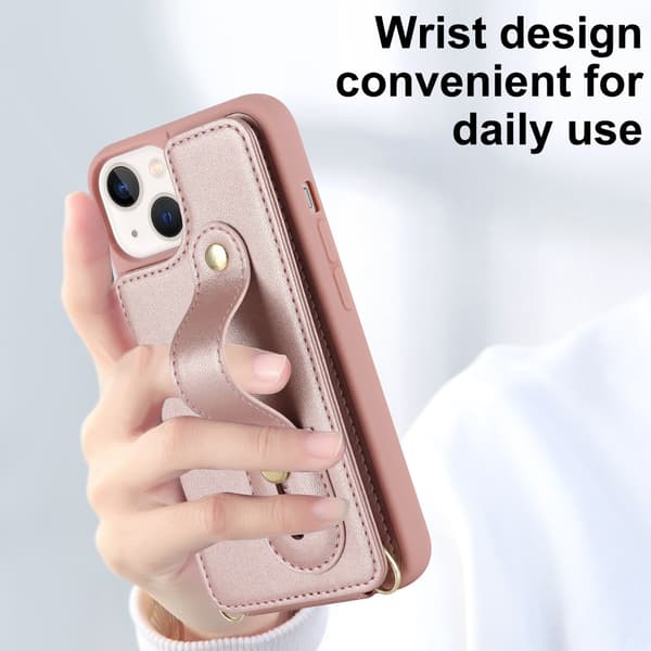 iPhone 12PRO, crossbody-deksel med stropp og stativ (rosa)
