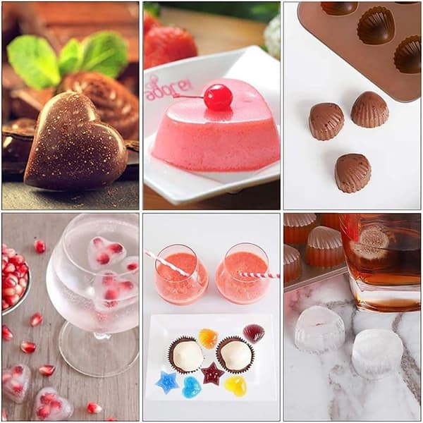 6-delt silikoneform sæt, chokoladeform, silikoneform, bageform, non-stick slikform, køkkenbageplade, DIY silikone chokoladeform