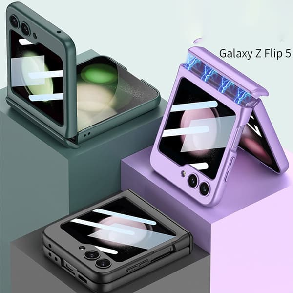 Samsung Z Flip 4 mobilskal, integrerat skydd, blå