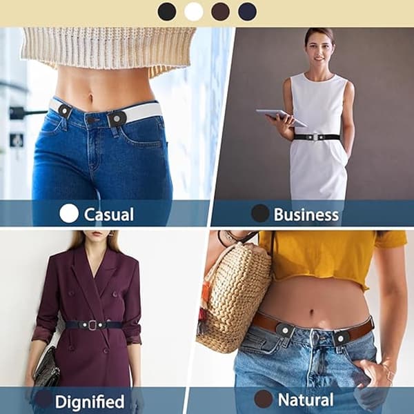 Bælte uden spænde, elastisk bælte uden spænde, usynlige bælter til jeans, 4 stk.