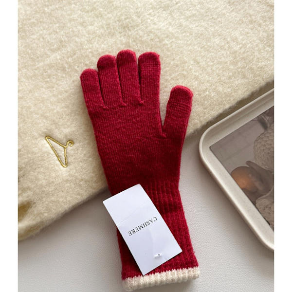Varme efterår/vinter handsker, fingerløse touchscreen-handsker, rød
