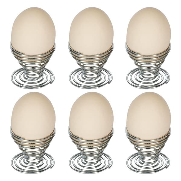 6-delt spiral eggkopp - rustfritt ståltråd - skjønnhetseggholder - sølv