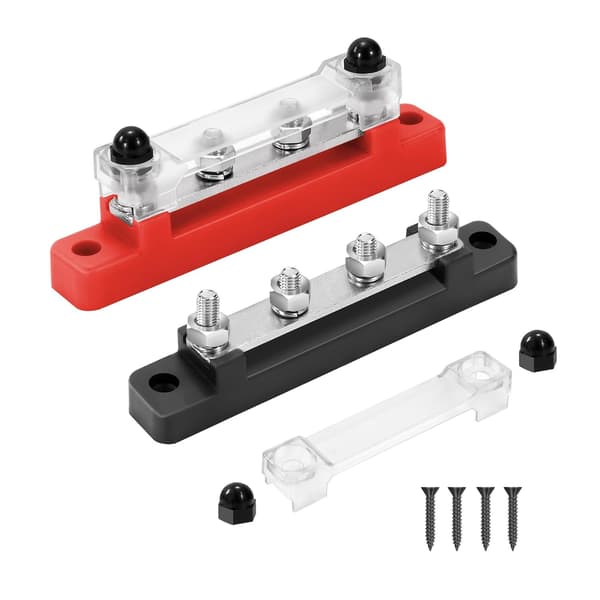2-pack 12V-48V DC Sammlingsskena Strömfördelningsmoduler, 150A Strömfördelningslist med 4 M6 Fästbultar