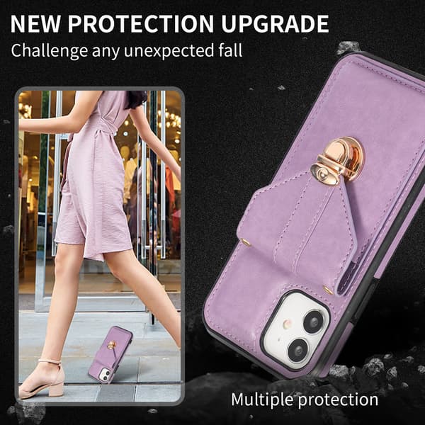 iPhone 15 Pro Max, kortholder etui, crossbody PU etui (sort)