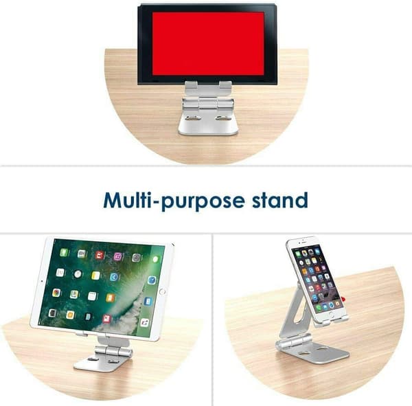 Mobiltelefonholder, tabletstander, basisstander, sølv.