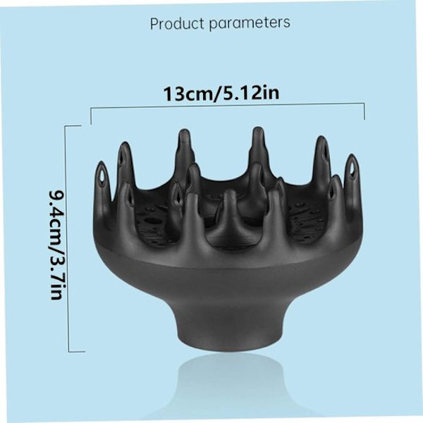 To produkter: diffuser, hår diffuser, universell hårføner, tilbehør, hårføner, diffuser for krølling, bølgete og tykt hår, svart.