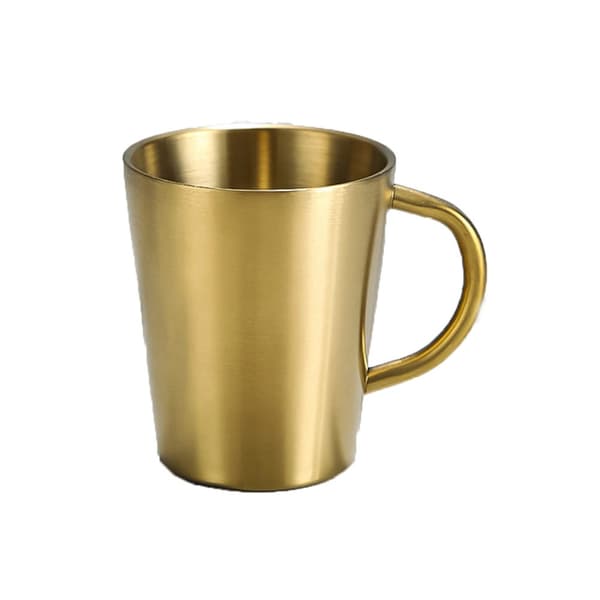 Drickskopp i rostfritt stål - 300 ml metallkopp - dubbelväggig drickskopp - guld