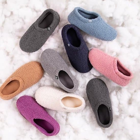 Damtofflor - plyschmocka med memory foam - grå - storlek 40-41