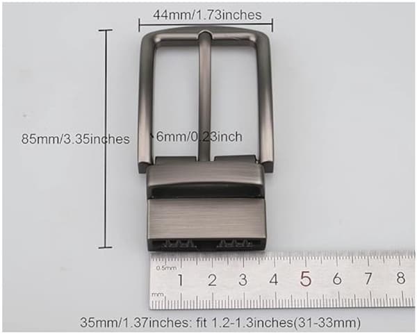 2-pack - Herrbälten (med spännen) - Högkvalitativa bältesspännen - Passar 3,3-3,48 cm bredd (Grå)