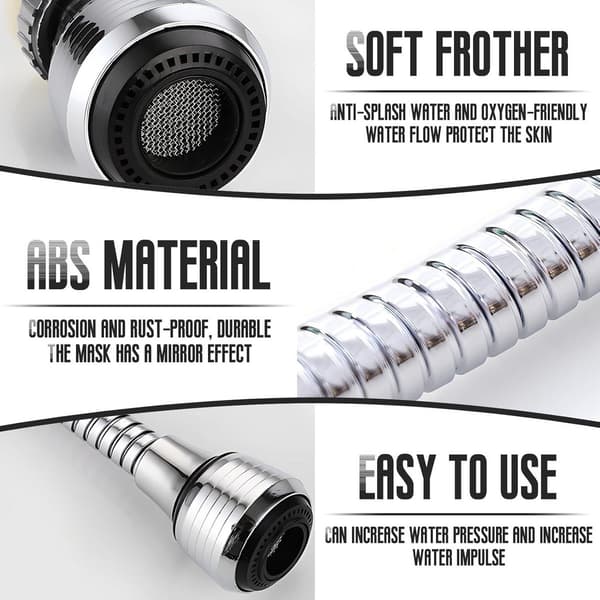 2-delt servantkran lufting forlengelse fleksibel kranlufter fleksibel kranspray 360° for kraner og dusjer (2 moduser)