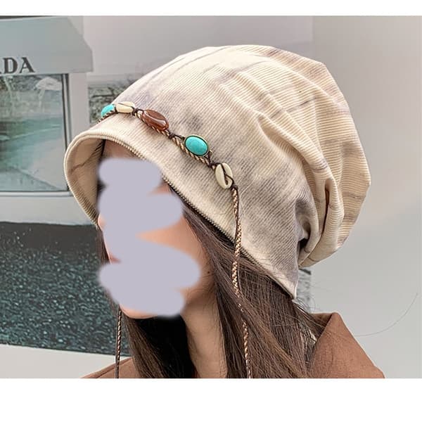 Høst/Vinterluer, Ansiktsformende Hette, Retro Beanie, Beige