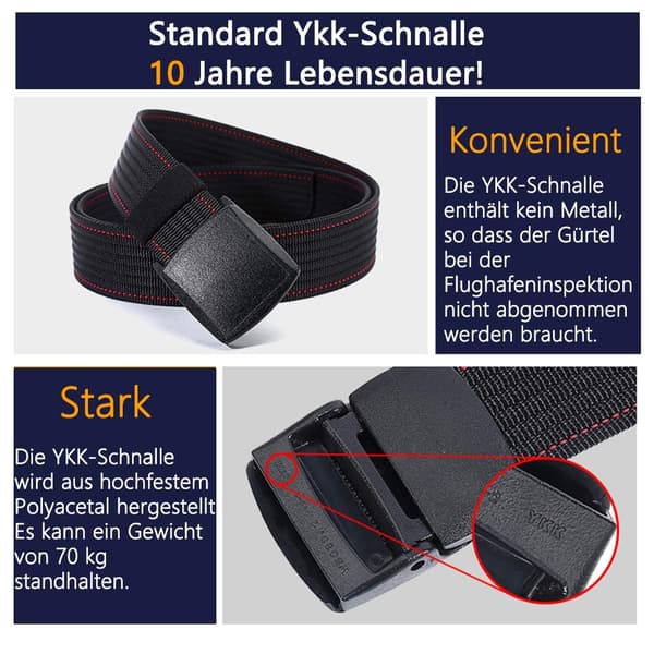 Herrbälte - Bälte med plastspänne - Fullt justerbart arbetsbälte - 120 cm - Svart