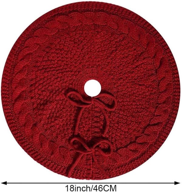 Stickad Julgransmatta - 46cm - Stickad Julgransmatta - Röd