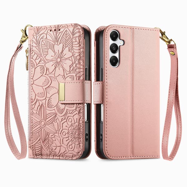 SAM S25 Plus/S24 Plus, flip cover, kort lanyard etui (pink)