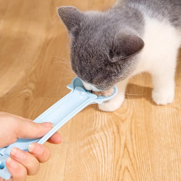 Katte Klem Ske, Vådt Kattefoder, Foderske, Kæledyrsfoder, Ske, Velegnet til Slikning, Vådfoder, Flydende Snack, Foderske (Pink)