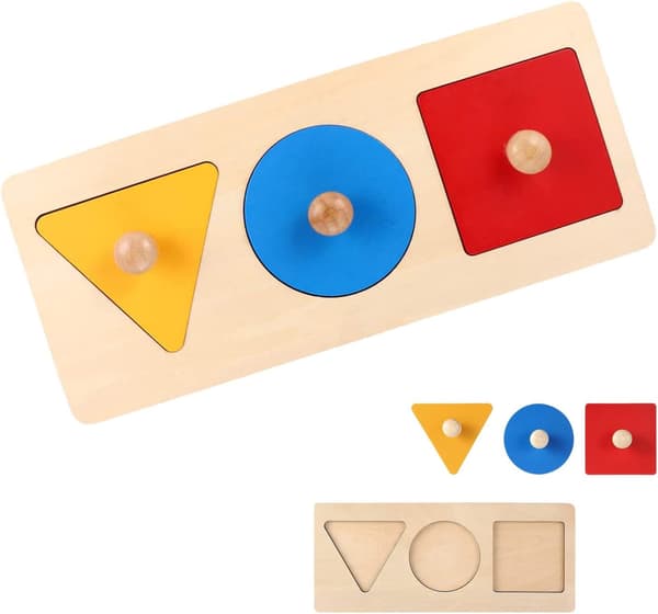 Montessori geometriskt pussel - träpussel - stiftpusselbräda