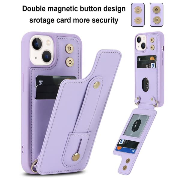 iPhone 12PRO, crossbody-deksel med stropp og stativ (rosa)