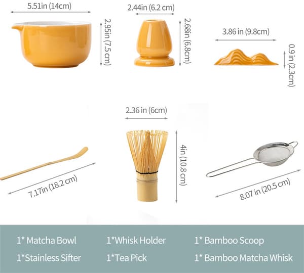 Matcha Set, 7-delars Matcha Startkit, Bambu Matcha Visp, Sked, Matcha Visphållare, Premium Matcha Set