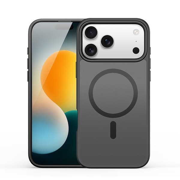 Kompatibel med iPhone 17 PRO magnetisk skinnsensor telefondeksel, anti-fall bakdeksel transparent grå