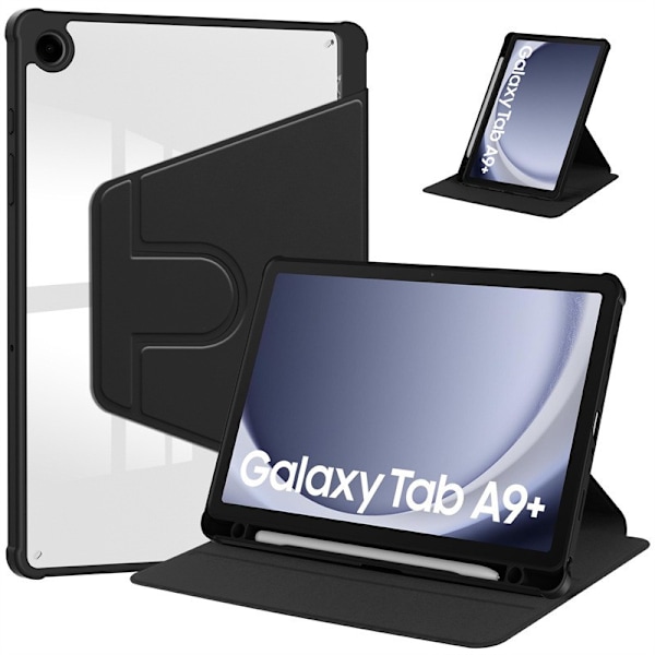 SAM Galaxy Tab A9+, faldsikker tablet case, roterende tablet case (sort)
