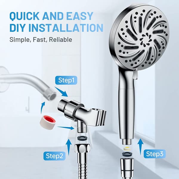 Avtagbart duschhuvud i ett stycke - duschmunstycke - 8+2 sprayinställningar (silver)