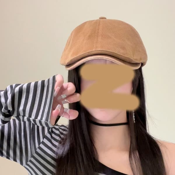 Alsidig beret til forår og efterår, sofistikeret Hong Kong-stil, khaki