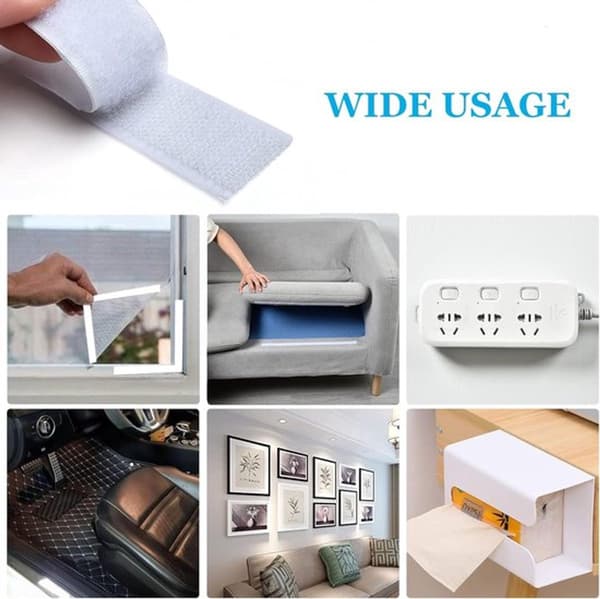 Selvklæbende Velcro, 10 meter - Sort Velcro