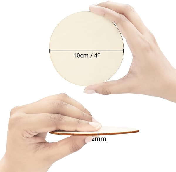 Runde træchips (50 chips) - 10 cm i diameter, 2 mm tykke