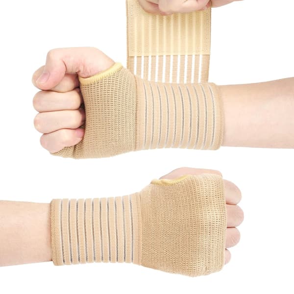 Tvåpack handledsstöd, elastiska handledsskenor, med remmar, justerbara handledsremmar, ventilerande handledsstöd.