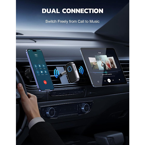 Bluetooth-mottaker - BT 5.0, 3,5 mm AUX, Bluetooth-mottaker aux - Bluetooth-mottaker bil - Bluetooth-mottaker bil aux - Bluetooth-mottaker