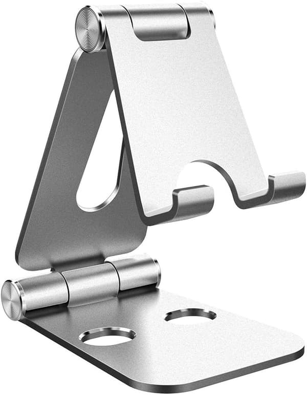Mobiltelefonholder, tabletstander, basisstander, sølv.