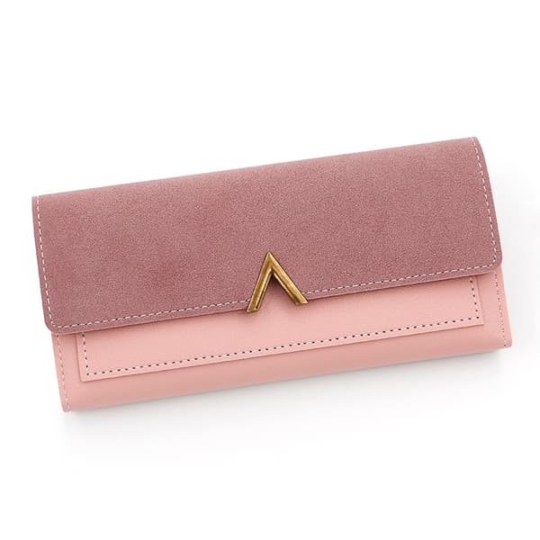Stilren och minimalistisk plånbok, PU lång plånbok för damer, Rosa
