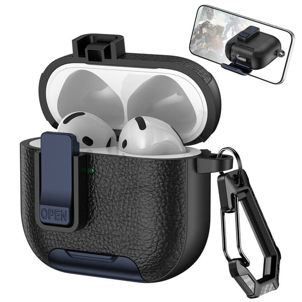 iPhone AirPods 4. generation, øretelefonetui, Bluetooth-øretelefonetui, sort+mørkeblå