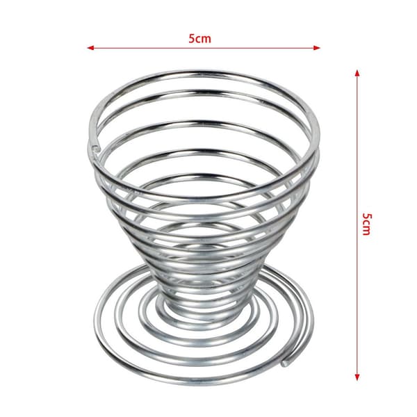 6-delt spiral eggkopp - rustfritt ståltråd - skjønnhetseggholder - sølv