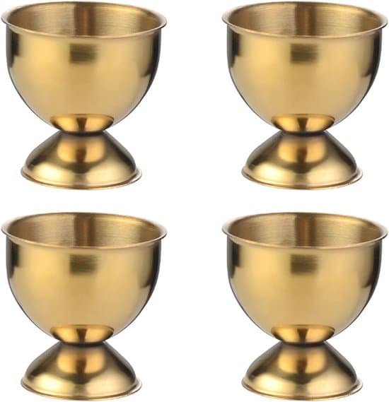 Äggkoppar i rostfritt stål, rund bas - stapelbara, set med 6 äggställ, silver (guld, 4 stycken).