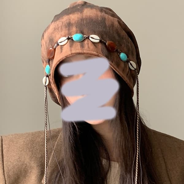 Høst/Vinterluer, Ansiktsformende Hette, Retro Beanie, Beige