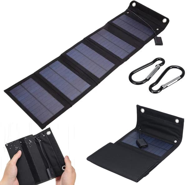 Solpanel, 5 paneler, Vikbara solpaneler, Solceller, Laddningsbart batteri, Solpanel powerbank, 15W 5V USB solpanel, Solpaneler med kontakt