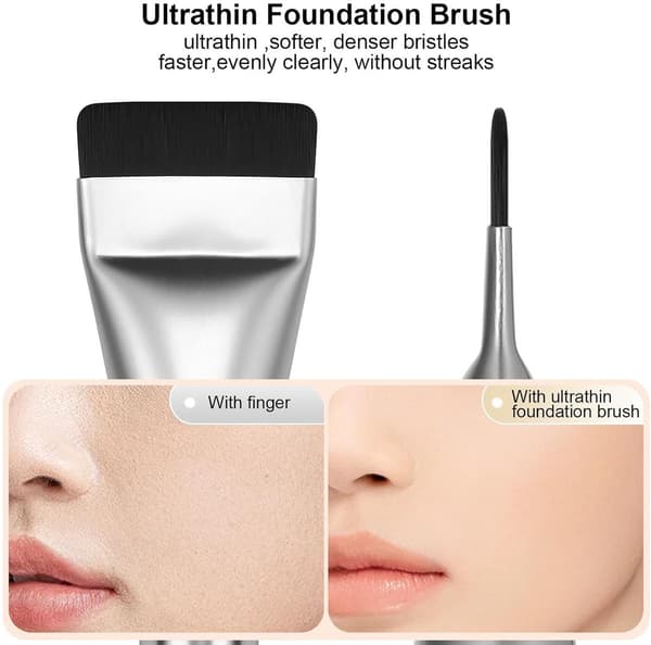 2-pack platta foundationborstar - sminkborstar - maskborstar - silver