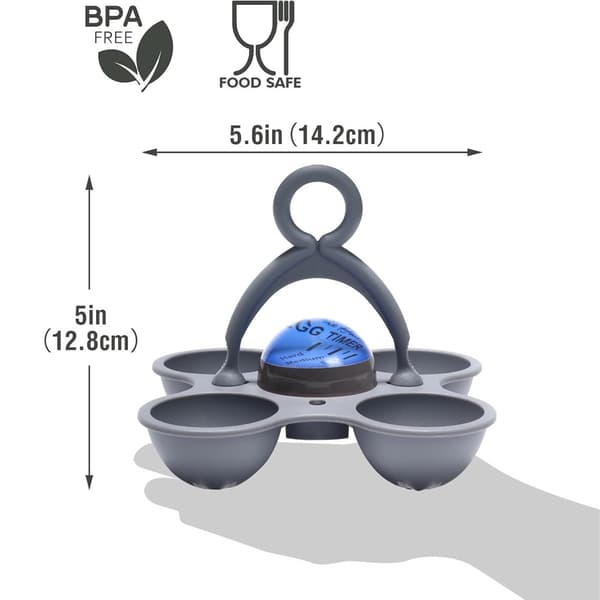 Eggtimer, eggeholder som skifter farge når egg kokes, eggtimer med eggeholder (blå)