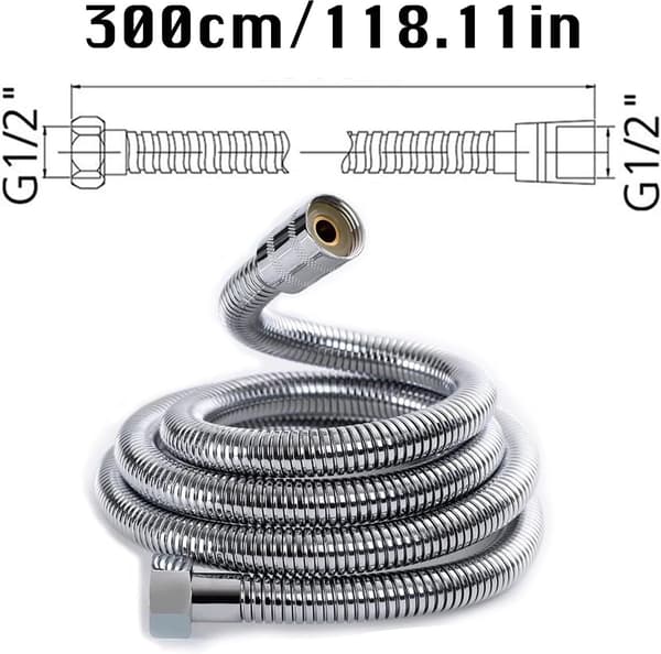 Dusjhode Vannbesparende med dusjslange, Universal, 3 m dusjhode med slange, Vannbesparende dusjhode (Sølv)