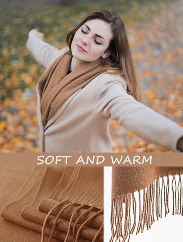 Skjerf Dame Vinter Skjerf Dame Vinter Skjerf Ekstra Langt Skjerf Sjal 200*60cm Beige