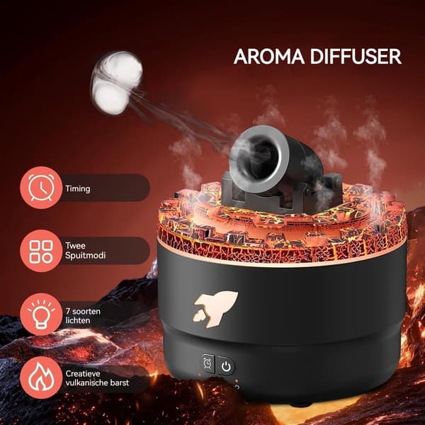 Luftfukter, 2 spraymoduser, stille luftfukter, 280 ml, LED-lys, duftspreder, kanonluftfukter (svart)