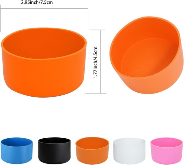 5-delt sett - Silikonbrikker - Egnet for vannflasker og kopper - Isolerte kopphylser - 7,5 cm diameter