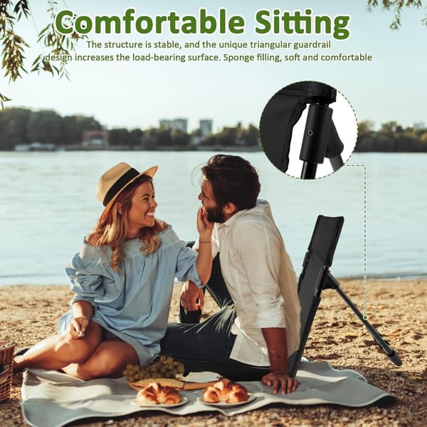1 stk. - Sort - Sammenklappelig campingstol - Foldbar strandstol