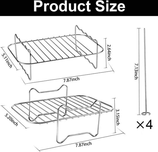 Dual-zone airfryer-rist med to plader - dehydrator-rist - rustfrit stål