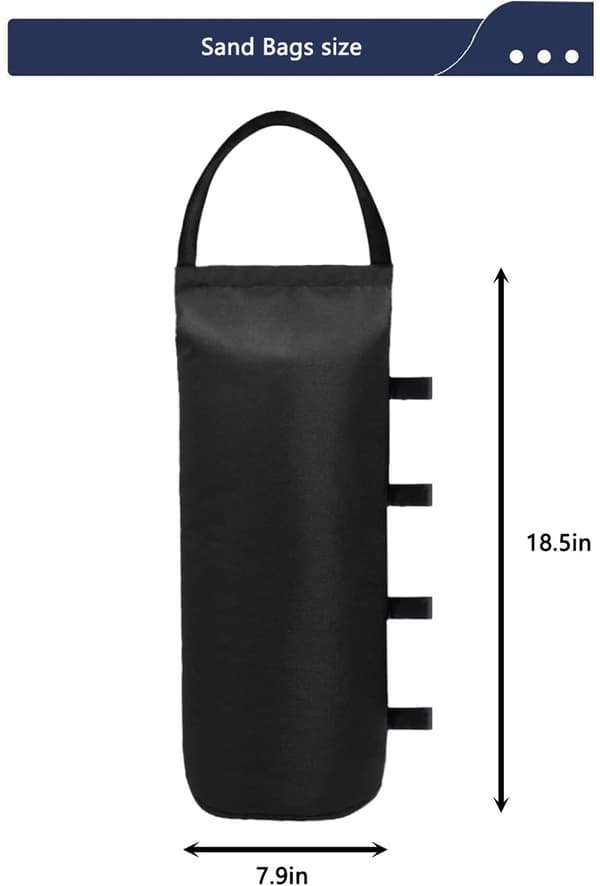 4 (svarta) cylindriska sandsäcksvikter för markiser, tunga väskor för tält med reklam, vindtäta sandsäcksvikter för popup-markiser (sand ingår ej)